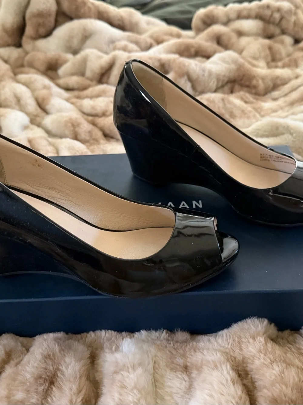 Cole Haan Black Patent Wedge Pumps